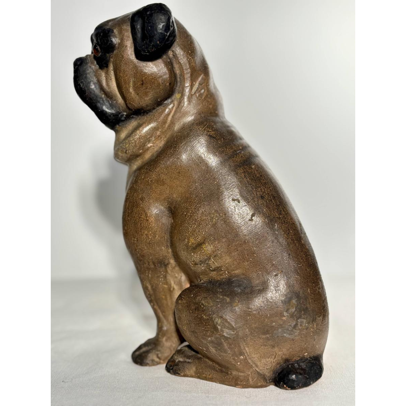Paire de sculptures de bouledogues anglais, terre cuite polychrome, Angleterre XIXe siècle