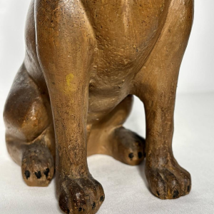 Pair of polychrome terracotta sculptures of English bulldogs, England, 19th century