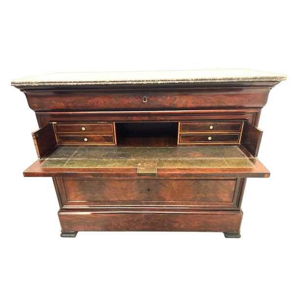 Commode secrétaire Louis Philippe en acajou, XIX siècle