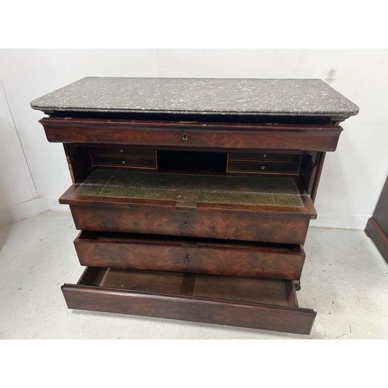 Commode secrétaire Louis Philippe en acajou, XIX siècle