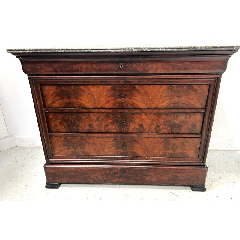 Commode secrétaire Louis Philippe en acajou, XIX siècle