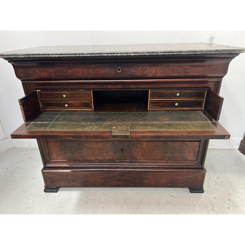 Commode secrétaire Louis Philippe en acajou, XIX siècle