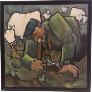 Gérard GRIBAUMONT “The Dandelion Picking” oil painting on canvas, 2004