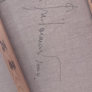 Gérard GRIBAUMONT «La cueillette des pissenlits» tableau huile sur toile, 2004