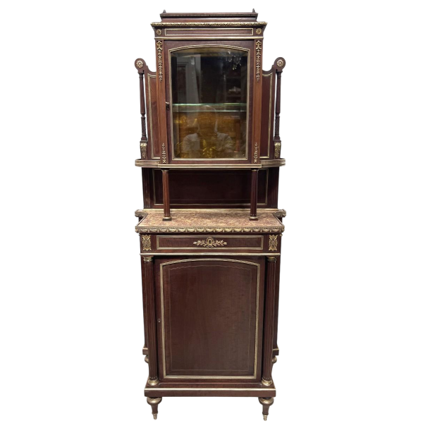 Meuble vitrine Napoléon III en acajou et bronze ciselé, XIX siècle