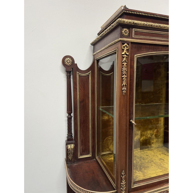 Napoleon III style display cabinet in mahogany and chased bronze, 19th century