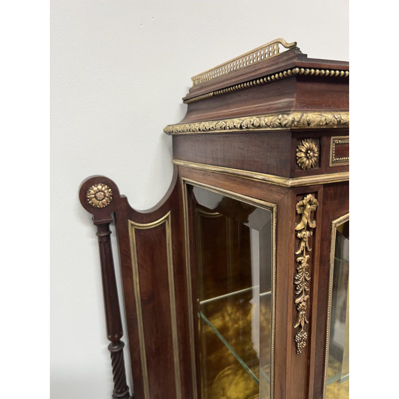 Napoleon III style display cabinet in mahogany and chased bronze, 19th century