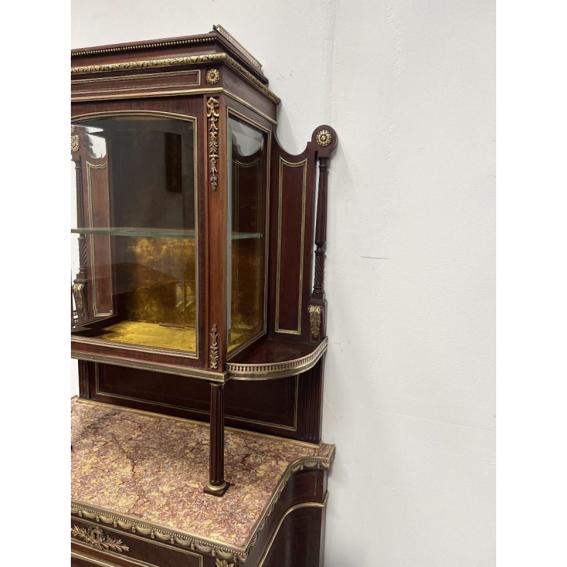 Napoleon III style display cabinet in mahogany and chased bronze, 19th century