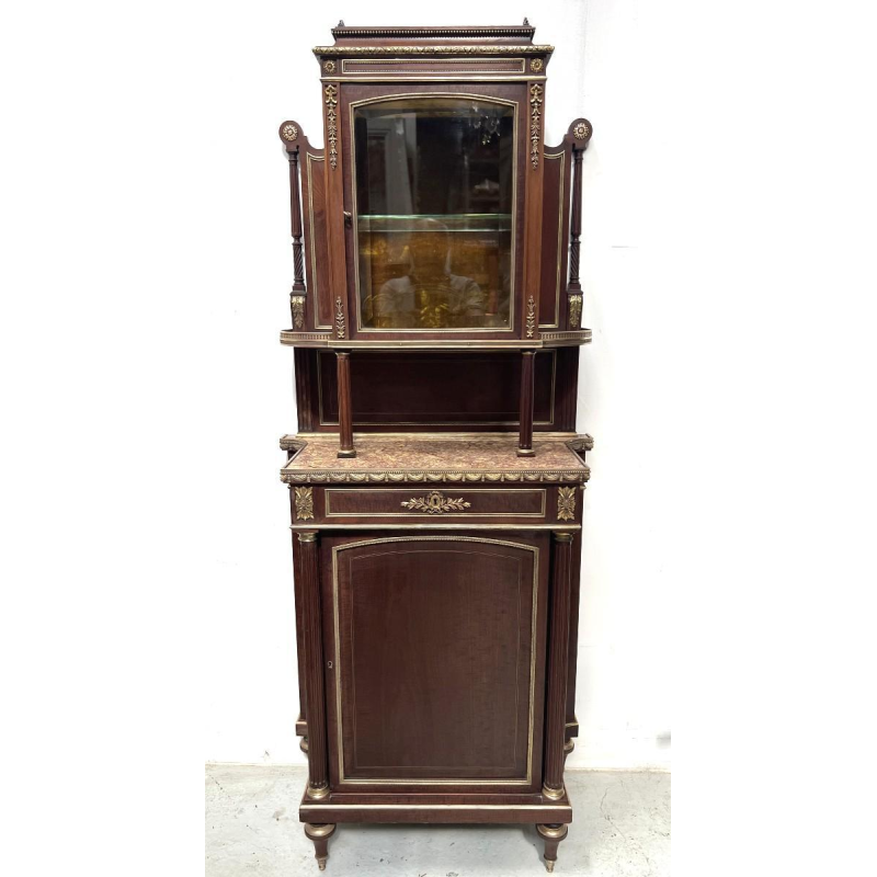 Napoleon III style display cabinet in mahogany and chased bronze, 19th century