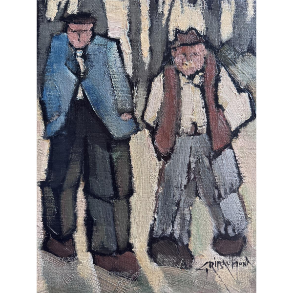 Gérard GRIBAUMONT «Les 2 amis» tableau huile sur toile