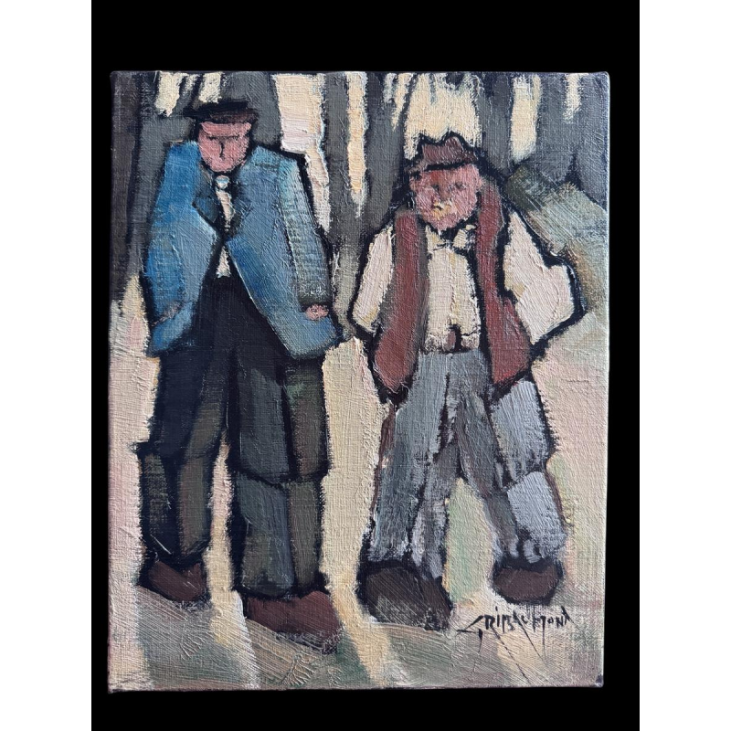 Gérard GRIBAUMONT «Les 2 amis» tableau huile sur toile