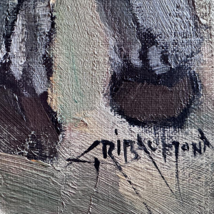 Gérard GRIBAUMONT «Les 2 amis» tableau huile sur toile