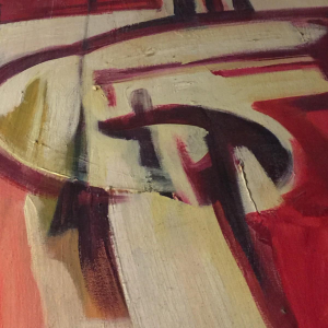 Roger Botembe 'Masks and Fetishes' monumental abstract painting, oil on canvas 1992