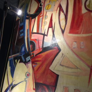 Roger Botembe 'Masques et Fétiches' tableau monumental abstrait, huile sur toile 1992