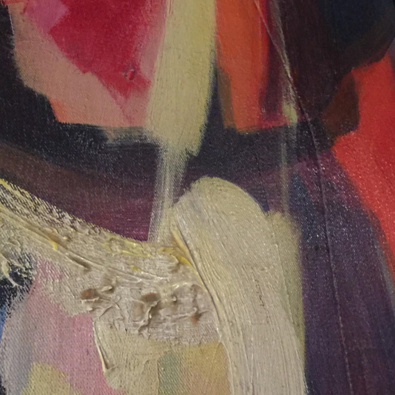 Roger Botembe 'Maskers en Fetisjen', monumentaal abstract schilderij, olieverf op doek, 1992