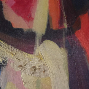 Roger Botembe 'Maskers en Fetisjen', monumentaal abstract schilderij, olieverf op doek, 1992