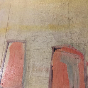 Roger Botembe 'Masks and Fetishes' monumental abstract painting, oil on canvas 1992