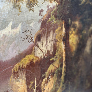 Duitse School (toegeschreven aan), olieverf op doek, romantisch landschap met reiziger, circa 1890-1910