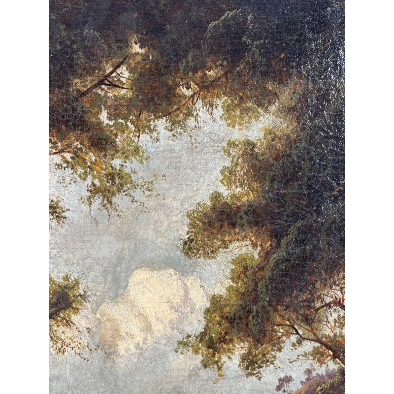 Duitse School (toegeschreven aan), olieverf op doek, romantisch landschap met reiziger, circa 1890-1910