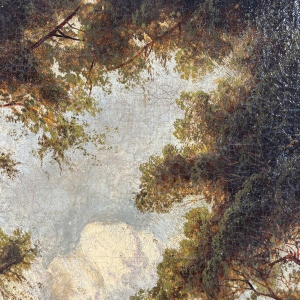 Duitse School (toegeschreven aan), olieverf op doek, romantisch landschap met reiziger, circa 1890-1910