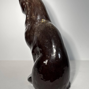 Sitting cat in glazed ceramic - France, 20th century