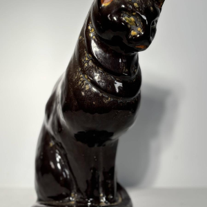 Sitting cat in glazed ceramic - France, 20th century