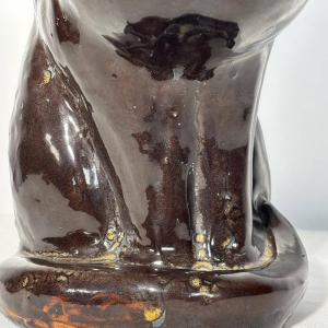 Sitting cat in glazed ceramic - France, 20th century