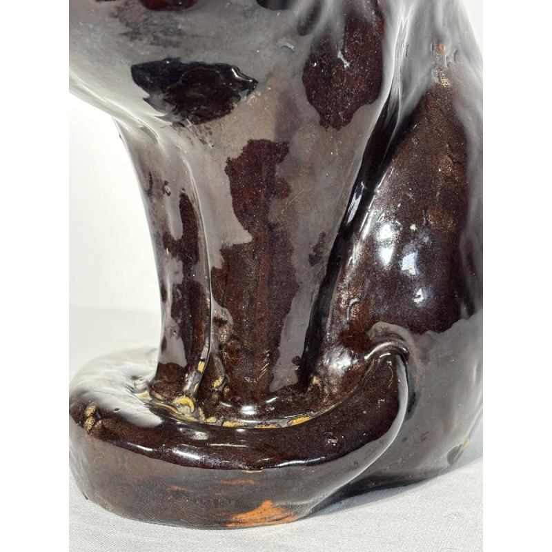 Sitting cat in glazed ceramic - France, 20th century