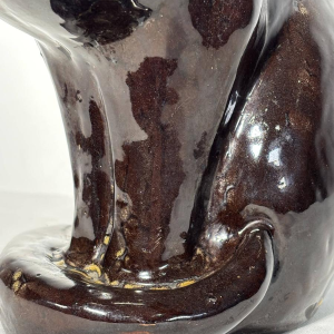 Sitting cat in glazed ceramic - France, 20th century