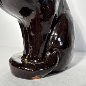 Zittende kat in geglazuurd keramiek - Frankrijk, 20e eeuw