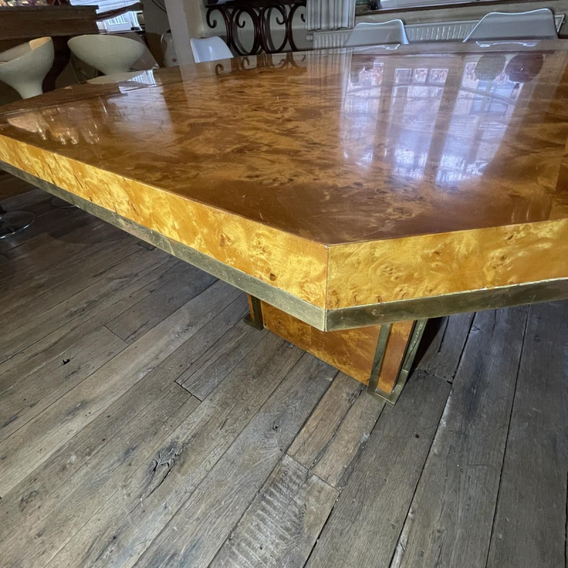 JEAN-CLAUDE MAHEY, Hollywood Regency eettafel, met geïntegreerde verlengstukken, ca. 1970