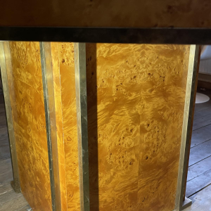 JEAN-CLAUDE MAHEY, Hollywood Regency dining table, integrated extensions, ca. 1970