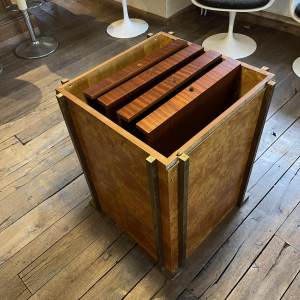 JEAN-CLAUDE MAHEY, table de salle à manger Hollywood Regency, allonges intégrées, ca 1970