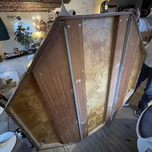 JEAN-CLAUDE MAHEY, Hollywood Regency dining table, integrated extensions, ca. 1970