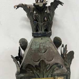 Pair of lacquered sheet metal lanterns, 20th century