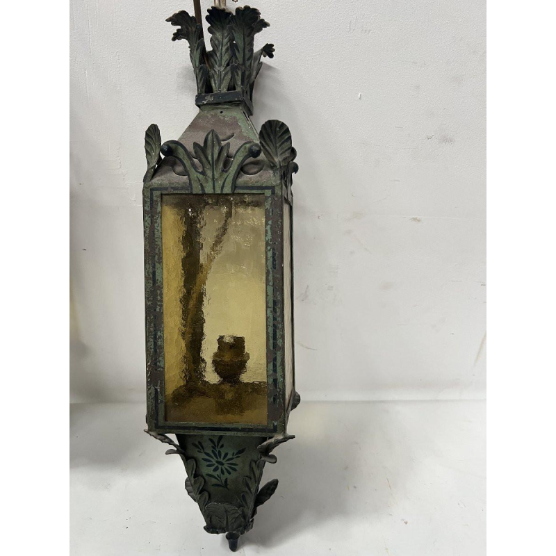 Pair of lacquered sheet metal lanterns, 20th century