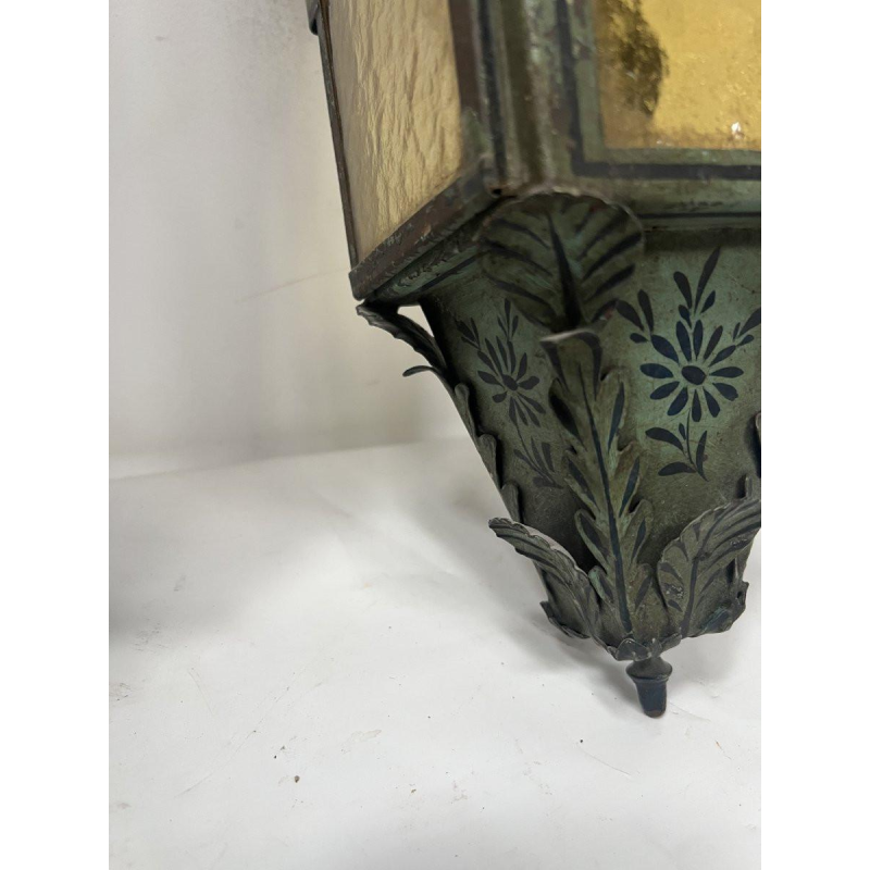 Pair of lacquered sheet metal lanterns, 20th century