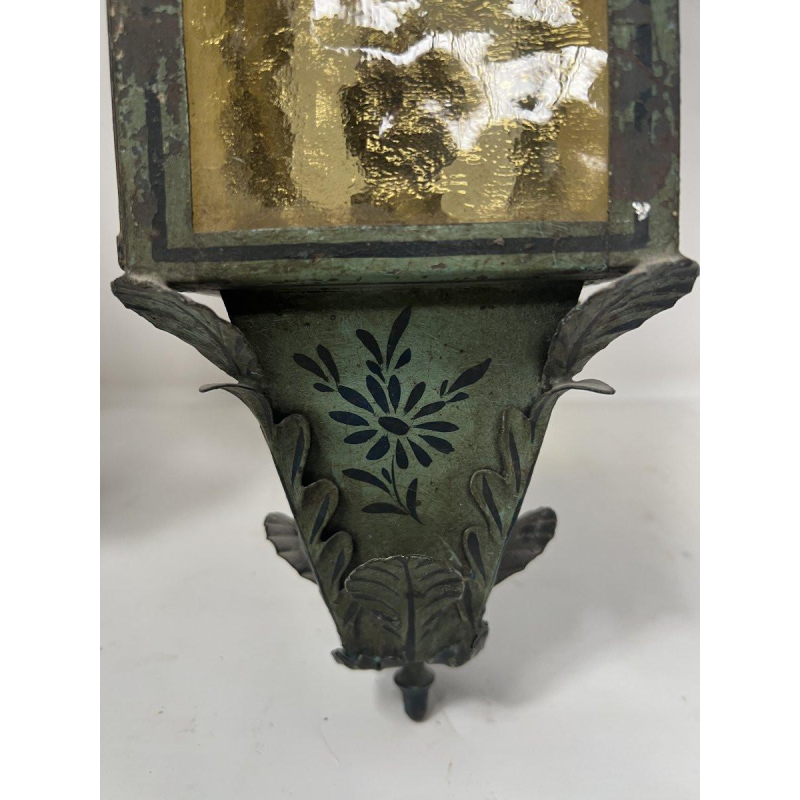 Pair of lacquered sheet metal lanterns, 20th century