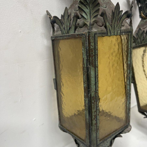 Pair of lacquered sheet metal lanterns, 20th century