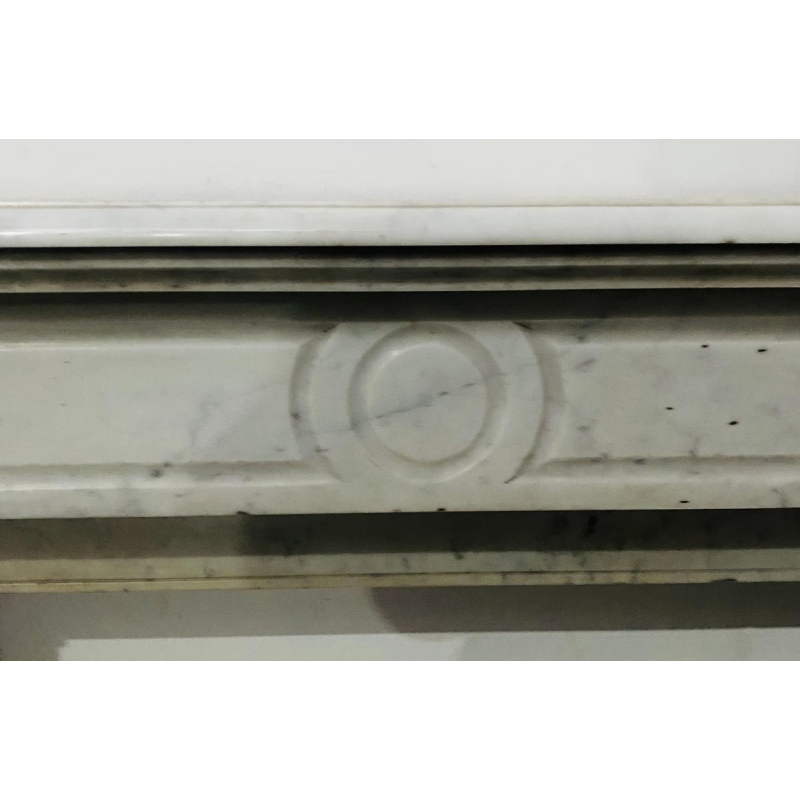 Corbel fireplace, Napoleon III period, white marble, 19th century