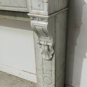Corbel fireplace, Napoleon III period, white marble, 19th century