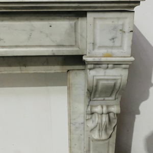 Corbel fireplace, Napoleon III period, white marble, 19th century