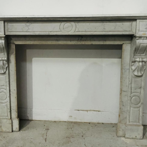 Open haard met consoles, periode Napoleon III, wit marmer, 19e eeuw