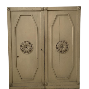 Pair of single-sided doors with molded panels in solid fir, 19th century
