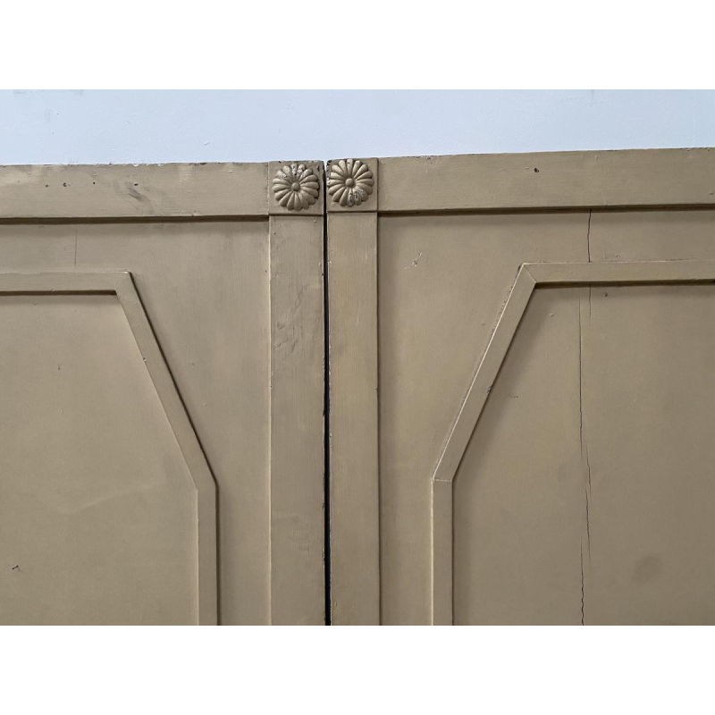 Pair of single-sided doors with molded panels in solid fir, 19th century