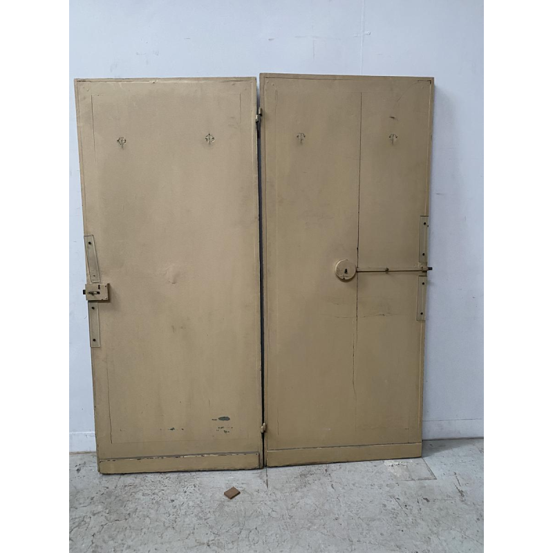 Paire de portes simple face à panneaux moulurés en sapin massif, XIX siècle