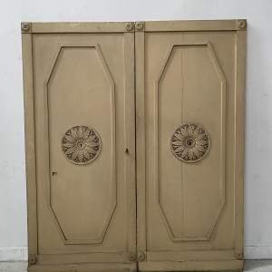 Pair of single-sided doors with molded panels in solid fir, 19th century