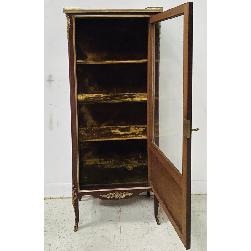 Napoleon III period display cabinet in mahogany and bronze, marquetry, 19th century