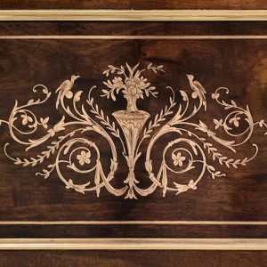 Vitrine d'époque Napoléon III en acajou et bronze, marqueteries, XIXe siècle