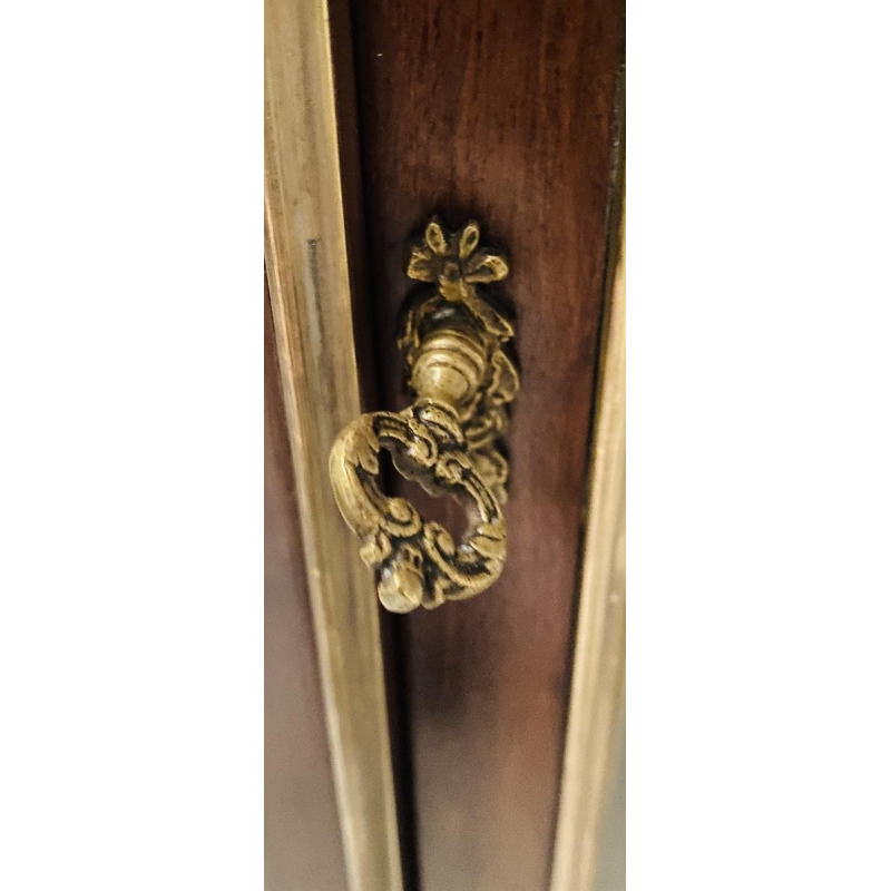 Napoleon III period display cabinet in mahogany and bronze, marquetry, 19th century